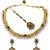 Designer gold plated kundan pearl bridal choker set with earrings & tikka