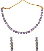 Designer gold plated lavender stone choker necklace set with earrings