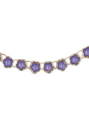 Designer gold plated lavender stone choker necklace set with earrings 2