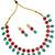 Traditional red & green gold plated stone jewellery set for women