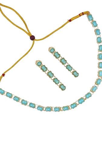 Turquoise stone gold plated necklace set with earrings for women