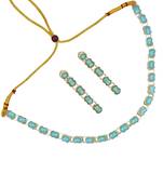 Turquoise stone gold plated necklace set with earrings for women