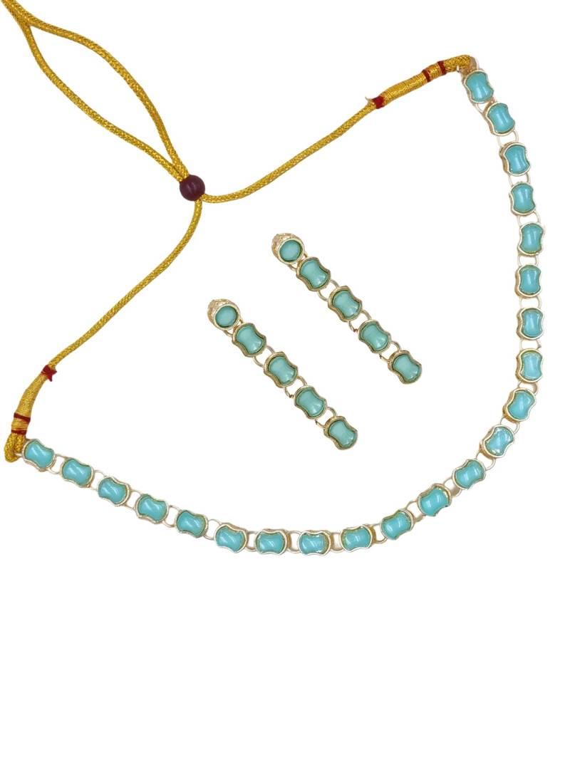 Turquoise stone gold plated necklace set with earrings for women