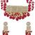 Red beaded kundan choker necklace set with earrings for women