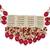 Red beaded kundan choker necklace set with earrings for women