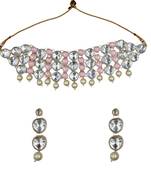 Designer kundan stone choker necklace set with earrings for women