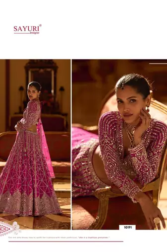 rani pink art silk embroidered lehengas