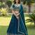 teal blue silk blend embroidered lehengas