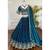 teal blue silk blend embroidered lehengas