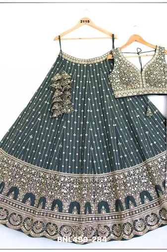 teal blue georgette embroidered lehengas