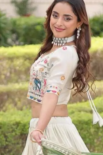 off white silk embroidered lehengas