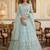 light sea green net hand woven lehengas