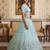 light sea green net hand woven lehengas