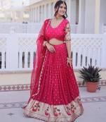 rani pink silk plain lehengas