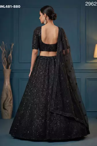 black net embroidered lehengas