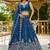 navy blue satin hand woven lehengas