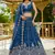 navy blue satin hand woven lehengas