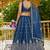 navy blue satin hand woven lehengas
