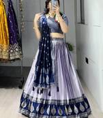 light lavender silk blend brasso lehengas