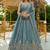 cobalt blue satin hand woven lehengas