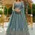 cobalt blue satin hand woven lehengas