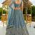 cobalt blue satin hand woven lehengas
