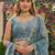 cobalt blue satin hand woven lehengas