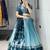 teal blue silk blend brasso lehengas