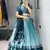 teal blue silk blend brasso lehengas