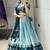 teal blue silk blend brasso lehengas