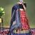 red silk blend printed lehengas