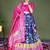 navy blue silk blend printed lehengas