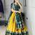 mustard silk blend brasso lehengas