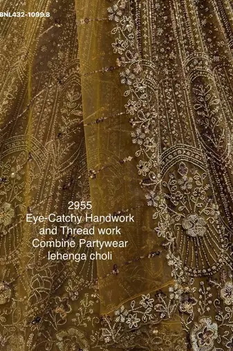 mehendi net embroidered lehengas