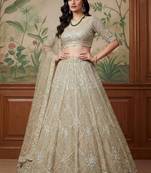 beige net embroidered lehengas