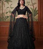black net embroidered lehengas