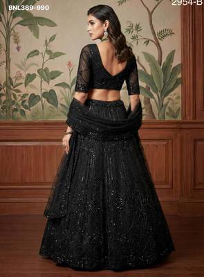 black net embroidered lehengas 3