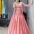 pink chinon plain lehengas