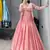 pink chinon plain lehengas