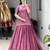 pink chinon plain lehengas