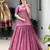 pink chinon plain lehengas
