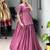 pink chinon plain lehengas
