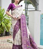 Wine color banarasi silk blend ajhrakh meena zari weaving patola saree
