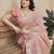 Peach color tissue linen zari weaving border saree with blouse