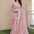Pink color tissue linen zari weaving border saree with blouse