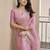 Pink color tissue linen zari weaving border saree with blouse