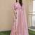Pink color tissue linen zari weaving border saree with blouse