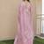 Pink color tissue linen zari weaving border saree with blouse