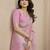 Pink color tissue linen zari weaving border saree with blouse