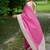 Pink color tussar silk checks printed style kanth weaving saree